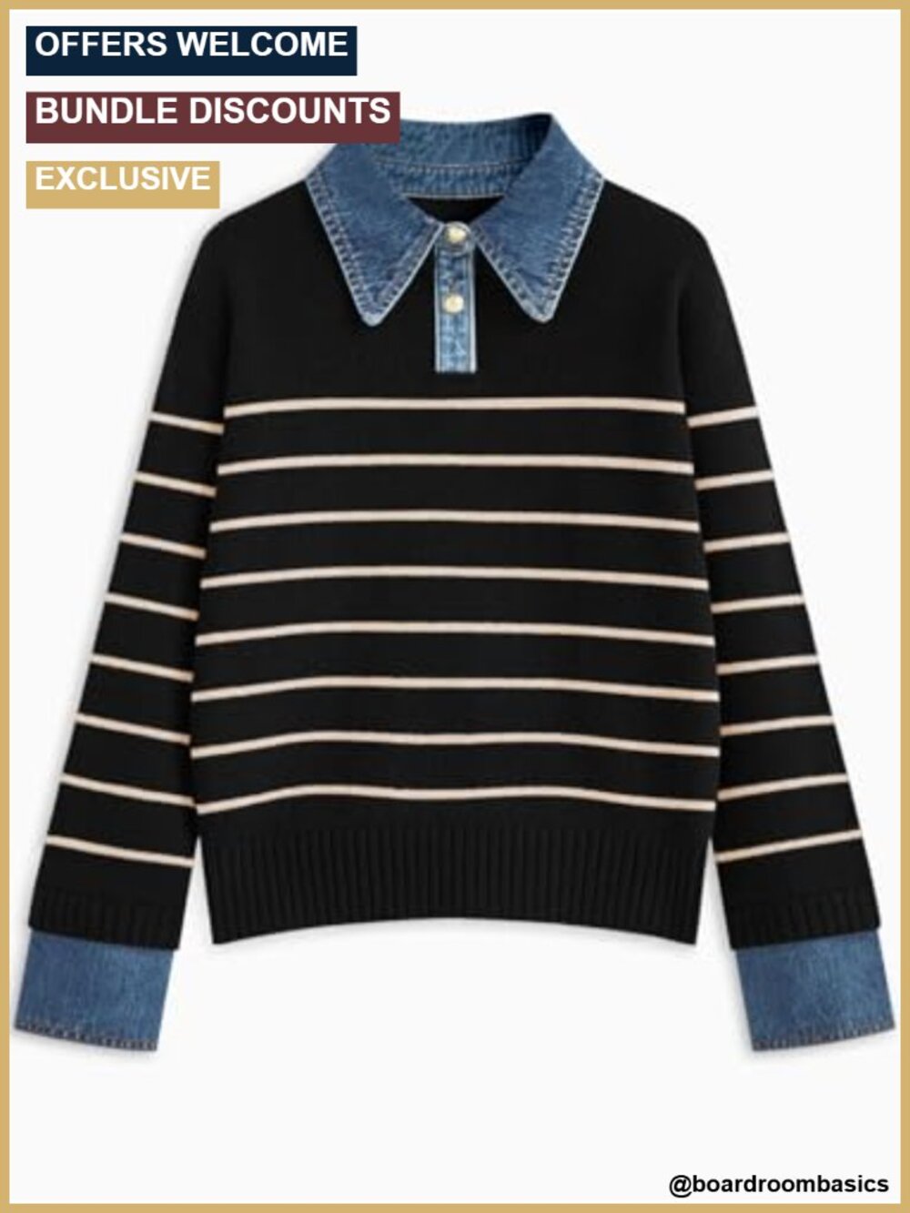 Oversized Collared V-Neck Pullover Sweater Button Up Knit